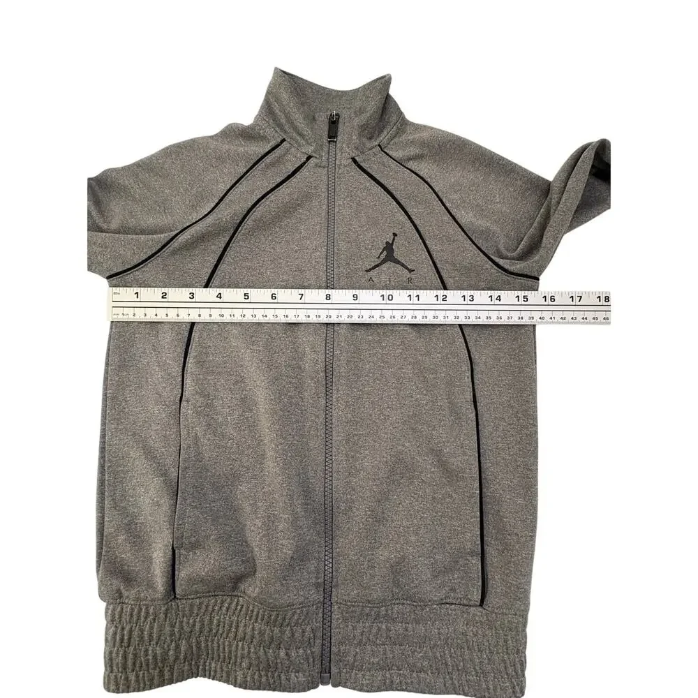 Nike Air Jordan Jumpman Boys Small Full-Zip Track Jacket Gray Black Piping Logo